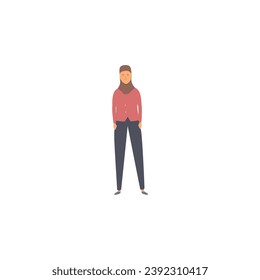 vector girl with hijab element people