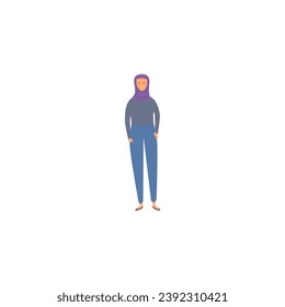 vector girl with hijab element style