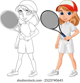 Vector of a girl holding a tennis racket