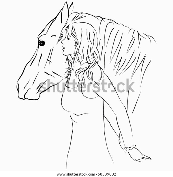Vector Girl Horse Stock Vector (Royalty Free) 58539802