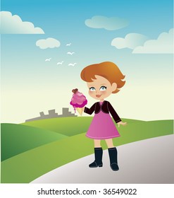 Vector girl with icecream