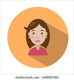 Vector girl icon in a flat style for avatar, logo, web, site, profile. Stylish girl with earrings