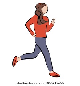 Vector girl icon. Logo sportive woman runs.