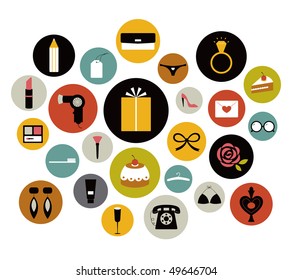 Vector girl icon set