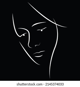 vector girl image with black and white silhouette for logo or t shirt design