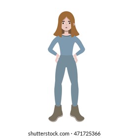 vector girl in jeans