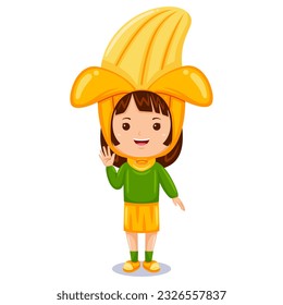 Vector girl kids banana character costume