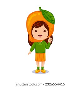 Vector girl kids mango character costume