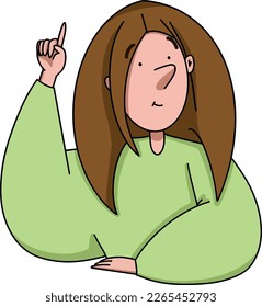 vector girl.  man finds the answer to the question, thumbs up.  smiles at the viewer.  sitting with an idea