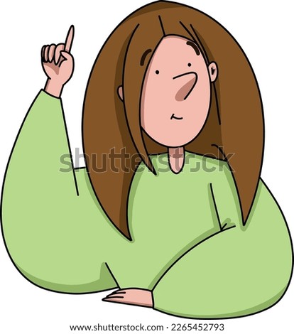 vector girl.  man finds the answer to the question, thumbs up.  smiles at the viewer.  sitting with an idea