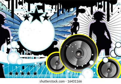 Vector Girl in music event abstract background