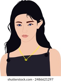 Vector Girl With Necklace For Stickers. A Simple Vector Design