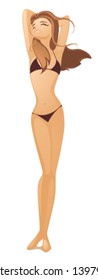 vector girl on a beach