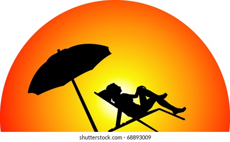 vector girl on beach