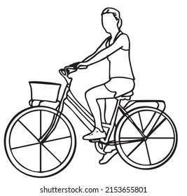 Vector de una chica en una bicicleta