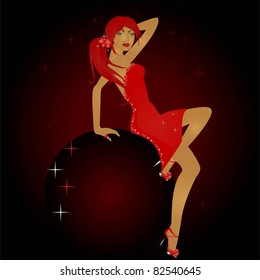 Vector girl on the party