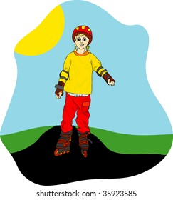 vector - girl on roller-skates