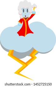 vector of girl on a thunder cloud