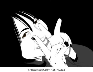 vector of girl with peace sign