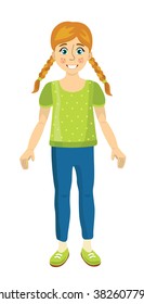 vector girl with pigtails