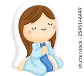 a vector of a girl praying