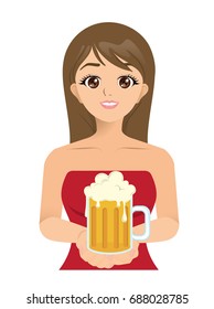 Vector of girl presenting beer