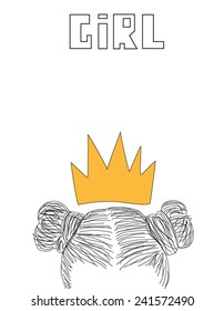 Vector the girl princess in the crown pattern (Can be used as texture for cards, invitations, DIY projects, web sites or for any other design) 