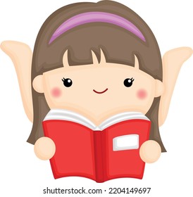 a vector of a girl reading a book