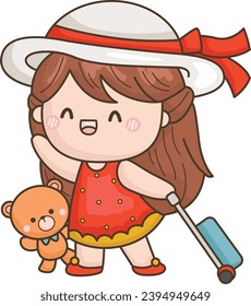 a vector of a girl ready to travel