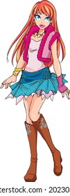 vector girl red hair with boots