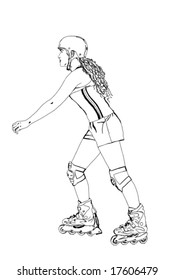 Vector of a girl rollerblading