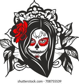 Vector girl Santa Muerte