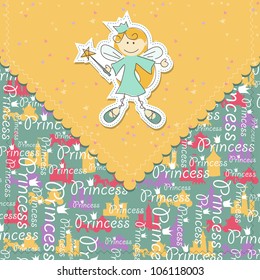 Vector  girl scrapbook card with fairy