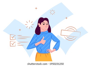 Niña vectora a la sombra de líneas nítidas