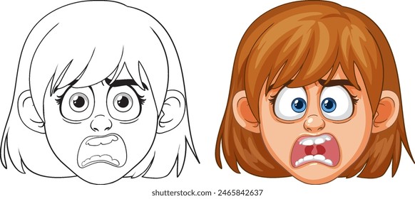 Vector of a girl with a shocked face