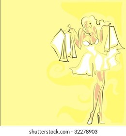 VECTOR Girl in shop