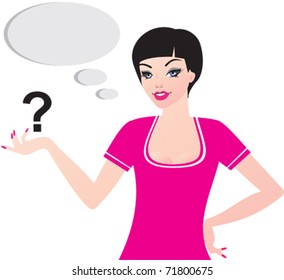 Vector girl showing product