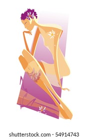 Vector Girl sitting on the rug
