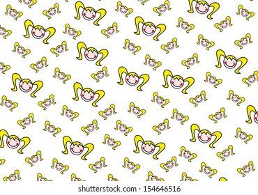 Vector Girl Smile Face Pattern Background