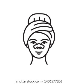 Vector girl spa with nose patch icon. Flat illustration of girl spa isolated on white background. Icon vector illustration sign symbol.
