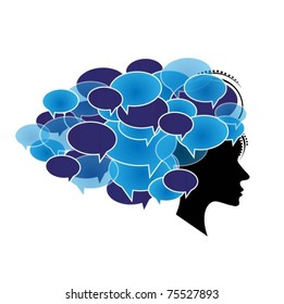 vector girl with speech bubbles