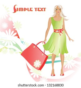 The vector. The girl spring.