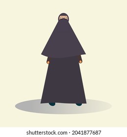 Vector of a girl standing. girl standing. Muslim girl