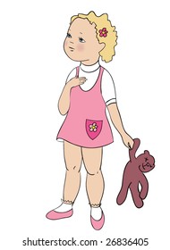 Vector girl with toy bear