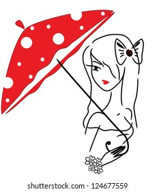 Vector girl with an umbrella