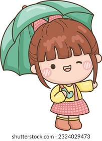 a vector of a girl with an umbrella
