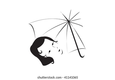 Vector girl with umbrella