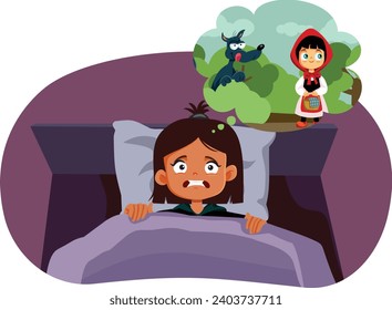 
Vector Girl Unable to Sleep Due to Horror Fairy Tale. Child scared of a bedtime story being to horror to fall asleep
