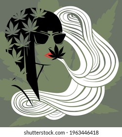 vector girl who smokes cannabis