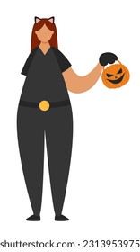 Vector girl without hand in catwoman costume. Halloween costume